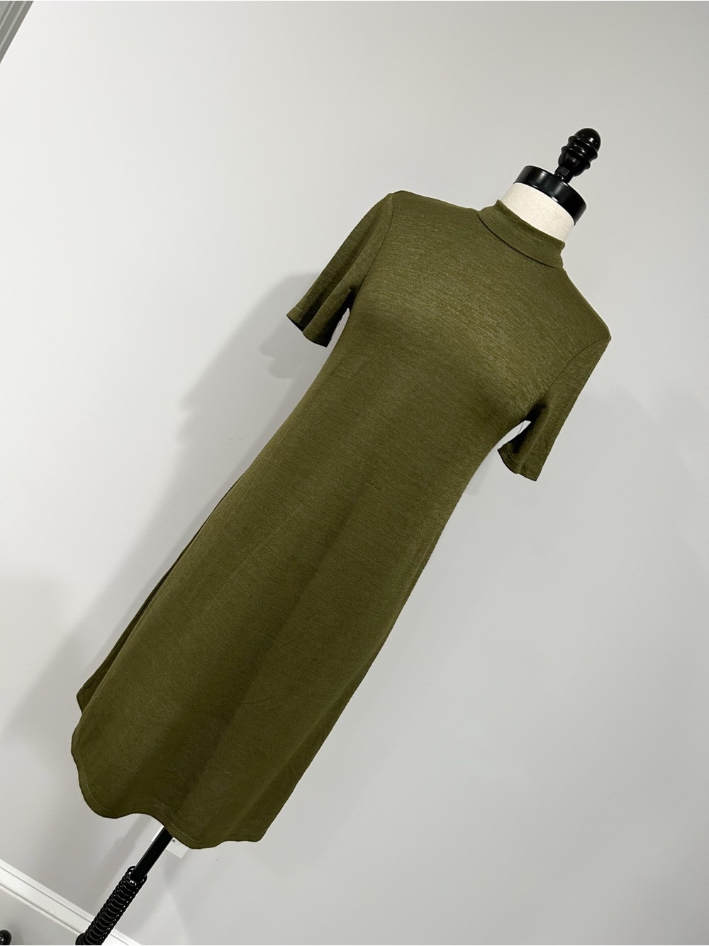 Banana Republic Olive Short-Sleeve Mock Neck Midi Dress